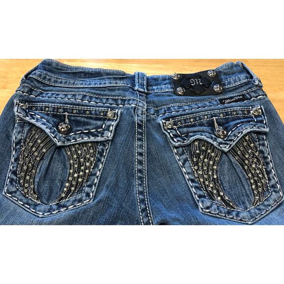 Miss Me Angel Wings  Ankle Skinny Stretch Blue Jeans Size 27 - Picture 1 of 13